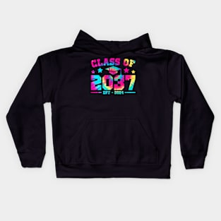 Class Of 2037 Grow With Me First Day Of School Tie Dye Kids Hoodie